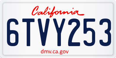 CA license plate 6TVY253