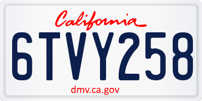 CA license plate 6TVY258