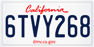 CA license plate 6TVY268