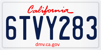 CA license plate 6TVY283