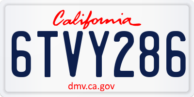 CA license plate 6TVY286