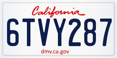 CA license plate 6TVY287
