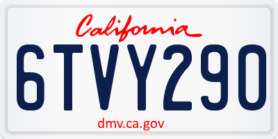 CA license plate 6TVY290