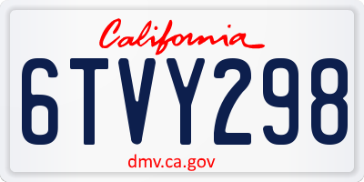 CA license plate 6TVY298