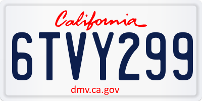CA license plate 6TVY299