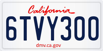 CA license plate 6TVY300