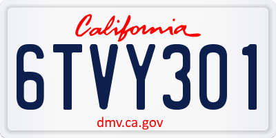CA license plate 6TVY301
