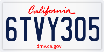 CA license plate 6TVY305