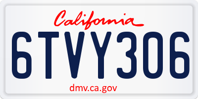 CA license plate 6TVY306