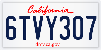 CA license plate 6TVY307