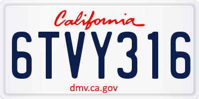 CA license plate 6TVY316