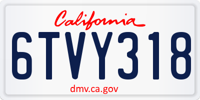 CA license plate 6TVY318
