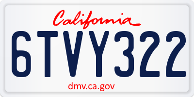 CA license plate 6TVY322