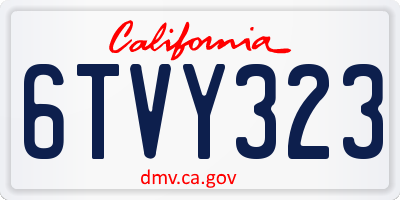 CA license plate 6TVY323