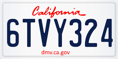 CA license plate 6TVY324