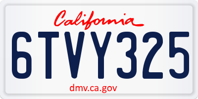 CA license plate 6TVY325