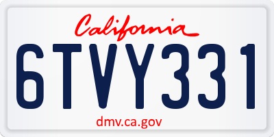 CA license plate 6TVY331