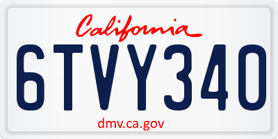 CA license plate 6TVY340
