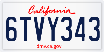 CA license plate 6TVY343