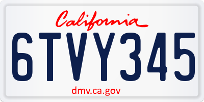 CA license plate 6TVY345