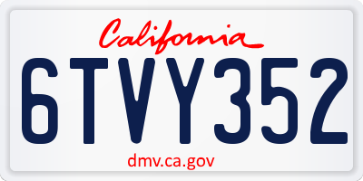 CA license plate 6TVY352