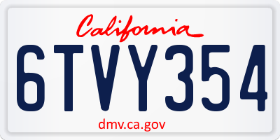 CA license plate 6TVY354