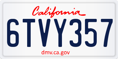CA license plate 6TVY357