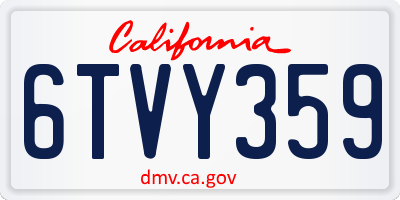 CA license plate 6TVY359