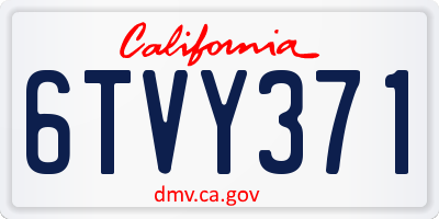 CA license plate 6TVY371