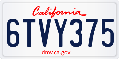 CA license plate 6TVY375