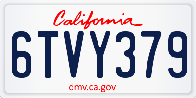 CA license plate 6TVY379