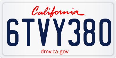 CA license plate 6TVY380