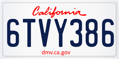 CA license plate 6TVY386