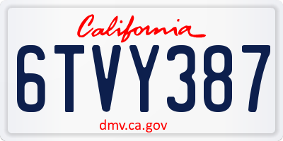 CA license plate 6TVY387