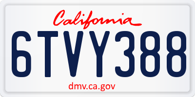 CA license plate 6TVY388