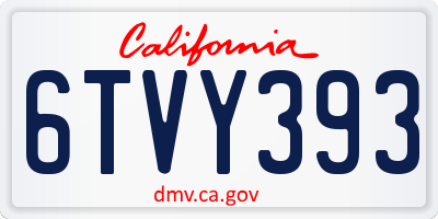 CA license plate 6TVY393
