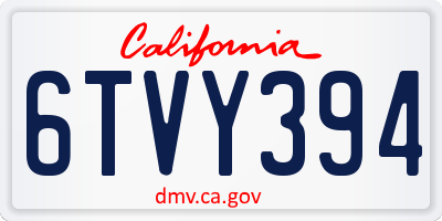 CA license plate 6TVY394