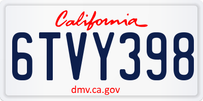 CA license plate 6TVY398