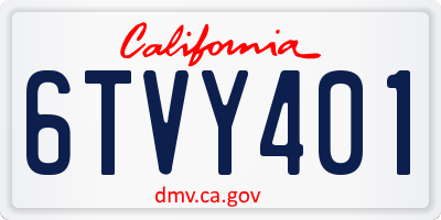 CA license plate 6TVY401