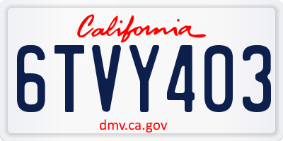 CA license plate 6TVY403