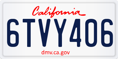 CA license plate 6TVY406