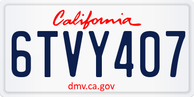 CA license plate 6TVY407