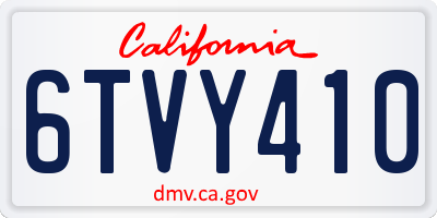 CA license plate 6TVY410