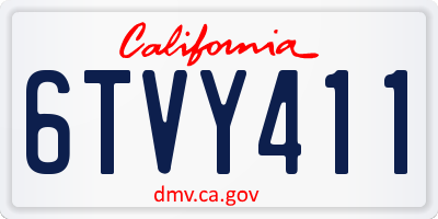 CA license plate 6TVY411