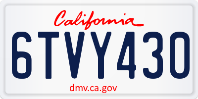 CA license plate 6TVY430