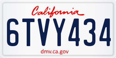CA license plate 6TVY434