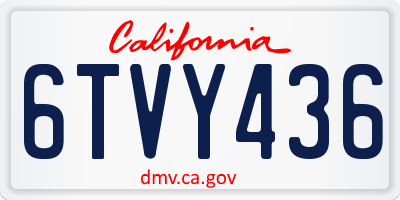 CA license plate 6TVY436