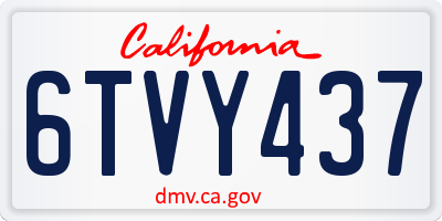 CA license plate 6TVY437