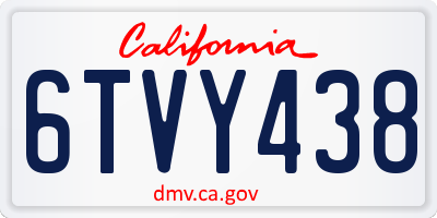 CA license plate 6TVY438