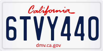 CA license plate 6TVY440